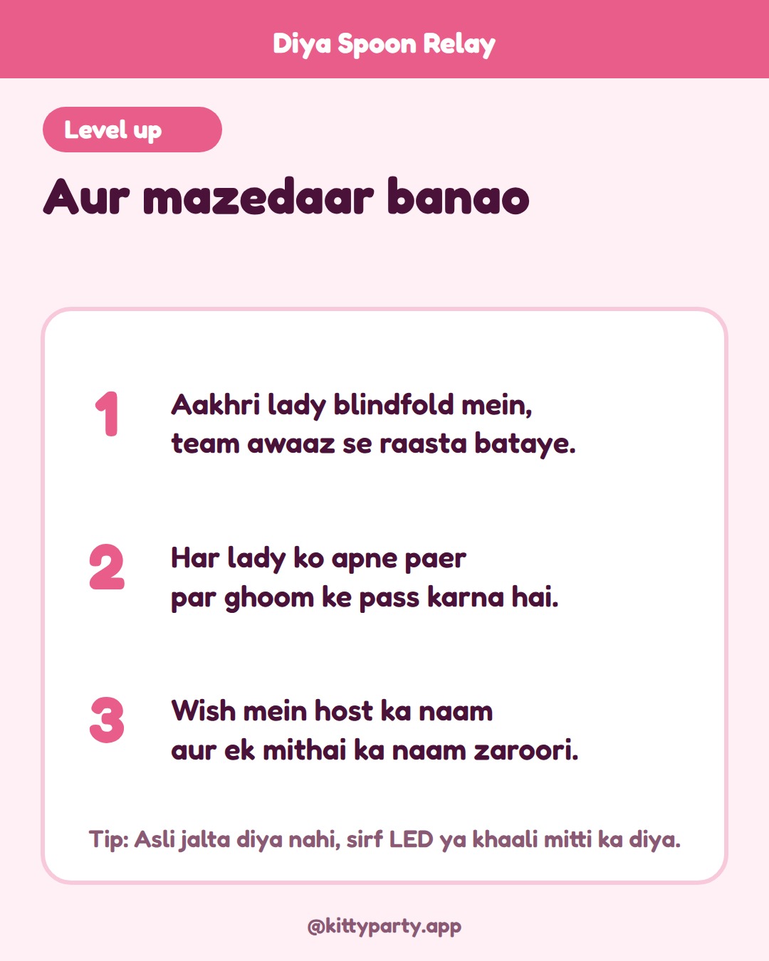 Diya Spoon Relay rules and twists