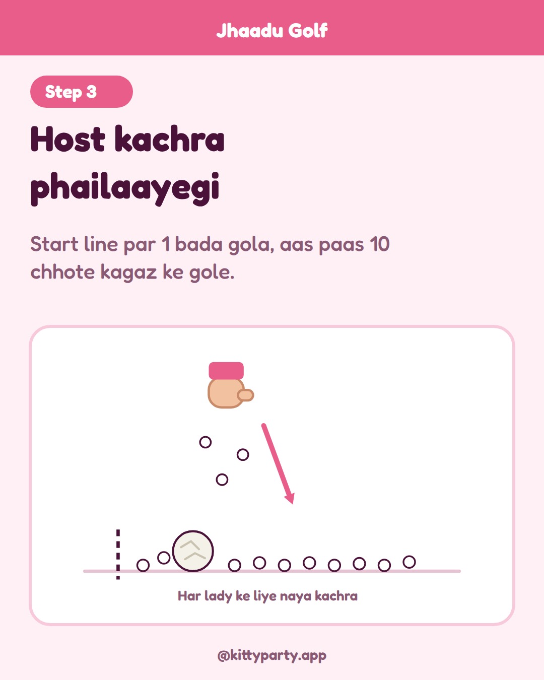 Jhaadu Golf step 3: Tie a dupatta at a slant across the player's face so that one eye is covered and the other is open.