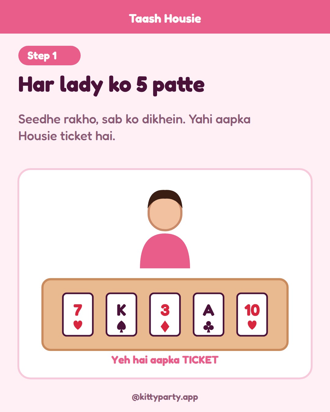 Taash Housie step 1: Take the Jokers out of the ticket decks and shuffle them into the host's calling deck.